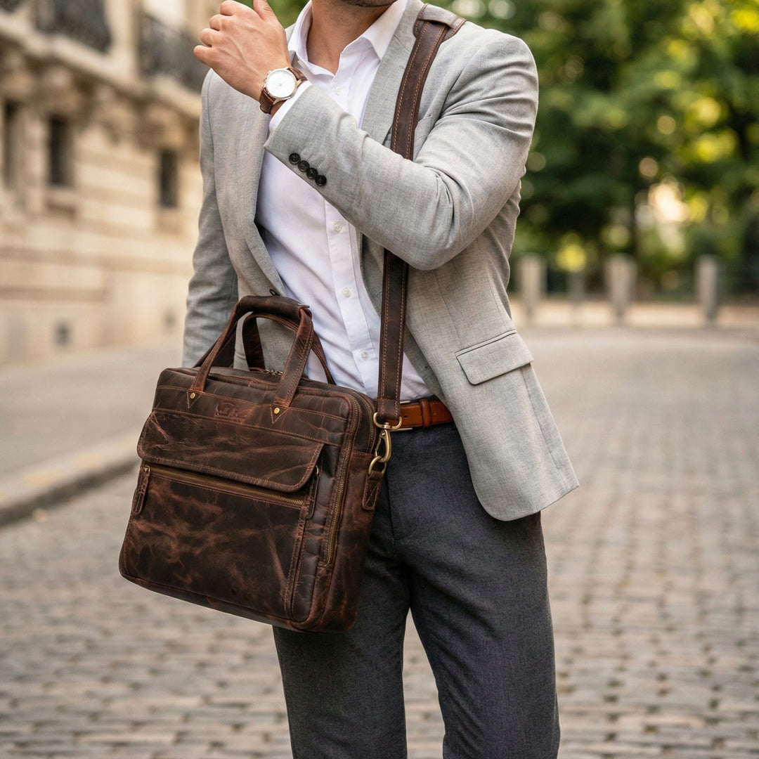 Winston | Vintage Leather Laptop Briefcase